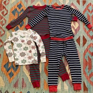 BUNDLE Crewcuts Holiday Striped and Snowflake Pajama Sets + Hanna Andersson top